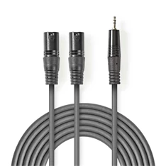 Nedis COTH15310GY15 1,5m 2xXLR 3 tűs dugó - 3,5 mm sztereó jack dugó félprofi XLR audió kábel Nedis COTH15310GY15 1,5m 2xXLR 3 tűs dugó - 3,5 mm sztereó jack dugó félprofi XLR audió kábel