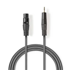 Nedis COTH15320GY10 1m 3,5mm szteró jack dugó - 3p XLR aljzat rugalmas félprofi audió kábel Nedis COTH15320GY10 1m 3,5mm szteró jack dugó - 3p XLR aljzat rugalmas félprofi audió kábel