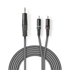 Nedis COTH22200GY15 1,5m 3,5mm sztero jack dugó - 2 x RCA dugó rugalmas félprofi audio kábel Nedis COTH22200GY15 1,5m 3,5mm sztero jack dugó - 2 x RCA dugó rugalmas félprofi audio kábel