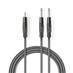 Nedis COTH23200GY50 5m 3,5mm sztero jack dugó - 2 x 6,35mm mono jack dugó rugalmas félprofi audio kábel Nedis COTH23200GY50 5m 3,5mm sztero jack dugó - 2 x 6,35mm mono jack dugó rugalmas félprofi audio kábel