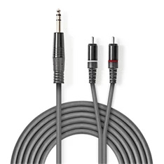 Nedis COTH23300GY30 3m 6,35mm sztereo jack dugó - 2x RCA dugó félprofi XLR audio kábel Nedis COTH23300GY30 3m 6,35mm sztereo jack dugó - 2x RCA dugó félprofi XLR audio kábel