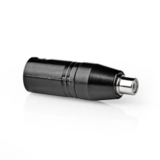 Nedis COTP15930BK XLR 3 tűs apa - RCA anya, nikkelezett, egyenes, fém, fekete XLR adapter