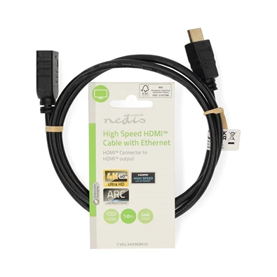 Nedis CVGL34096BK10 1m HDMI apa - anya 4K@60Hz/ARC/10,2 Gbps ultra HD HDMI hosszabbító kábel