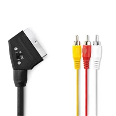 Nedis CVGP31130BK10 1m 3xRCA apa fekete SCART kábel