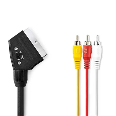 Nedis CVGP31130BK10 1m 3xRCA apa fekete SCART kábel