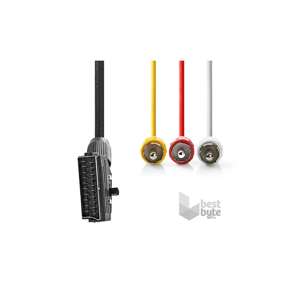 Nedis CVGP31130BK10 1m 3xRCA apa fekete SCART kábel