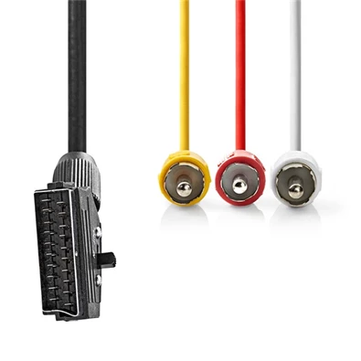 Nedis CVGP31130BK10 1m 3xRCA apa fekete SCART kábel