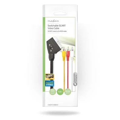 Nedis CVGP31130BK10 1m 3xRCA apa fekete SCART kábel