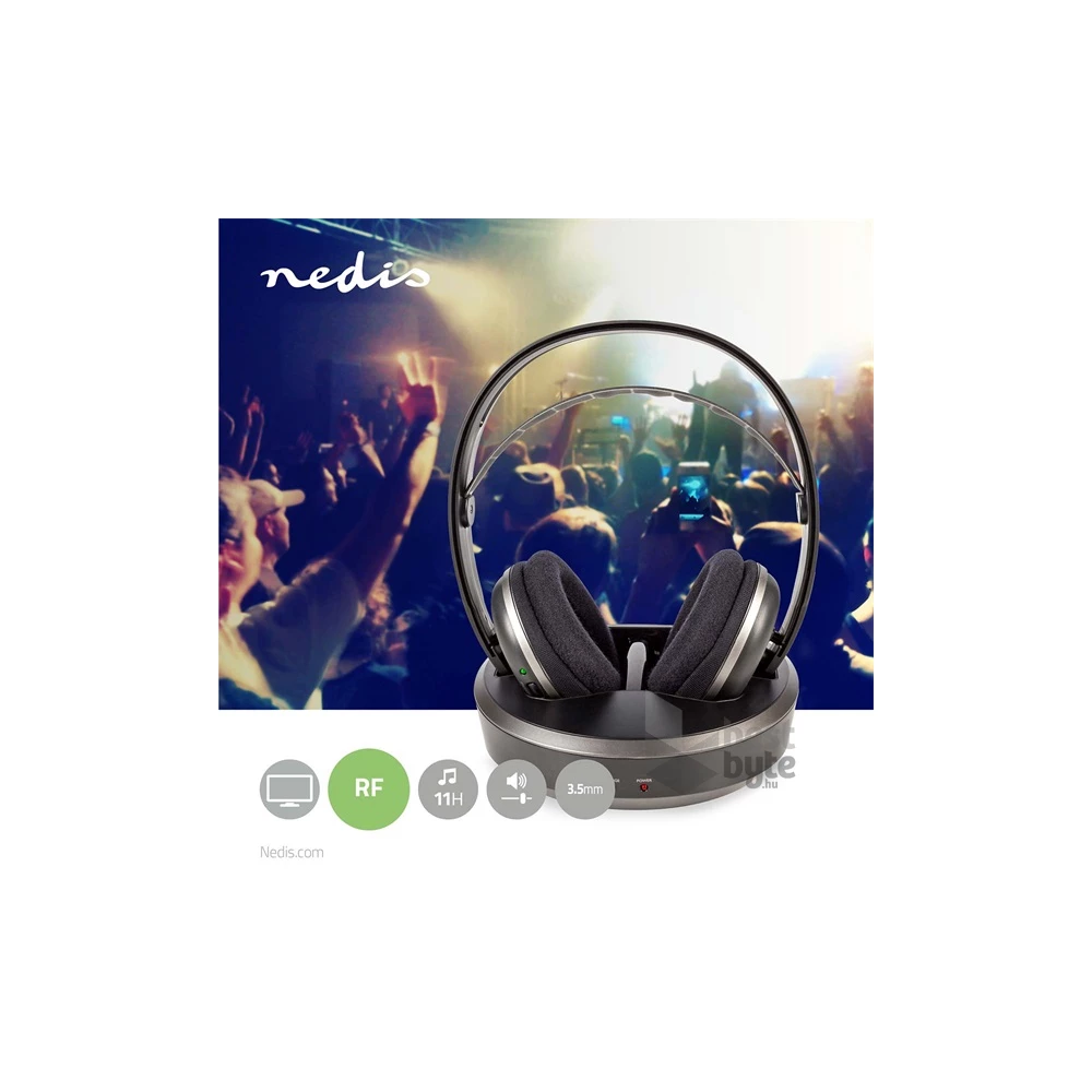 Nedis HPRF210BK rádiófrekvenciás vezeték nélküli RF fejhallgató