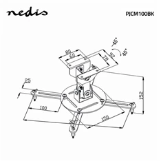 Nedis PJCM100BK mennyezeti projektor tartó konzol