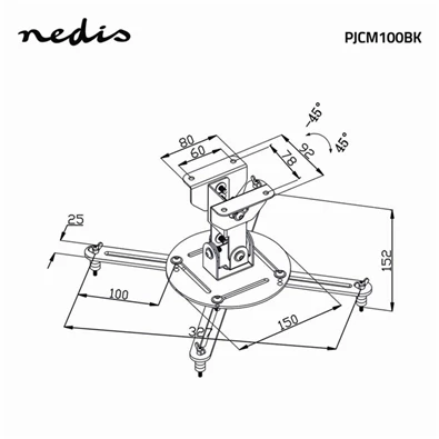 Nedis PJCM100BK mennyezeti projektor tartó konzol
