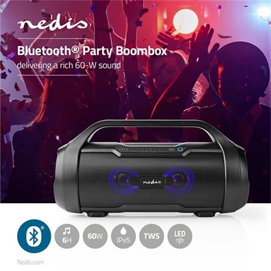 Nedis SPBB310BK akkumulátoros party boombox