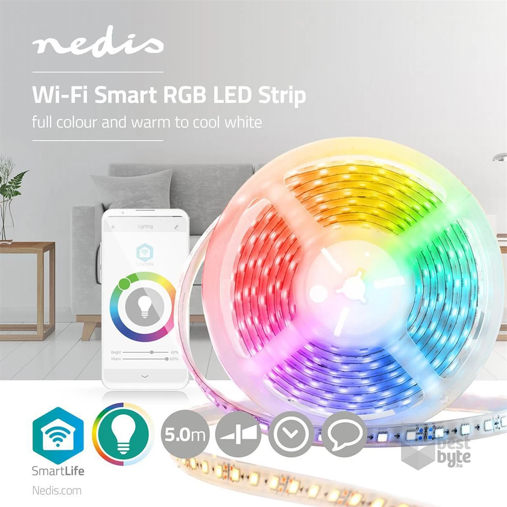 Nedis WIFILS50CRGBW SmartLife 5m IP65 2700-6500K 960lm LED szalag