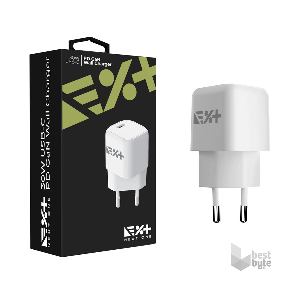 NextOne 30W-GAN-CHR 30W USB-C PD Gan fehér hálózati töltő adapter
