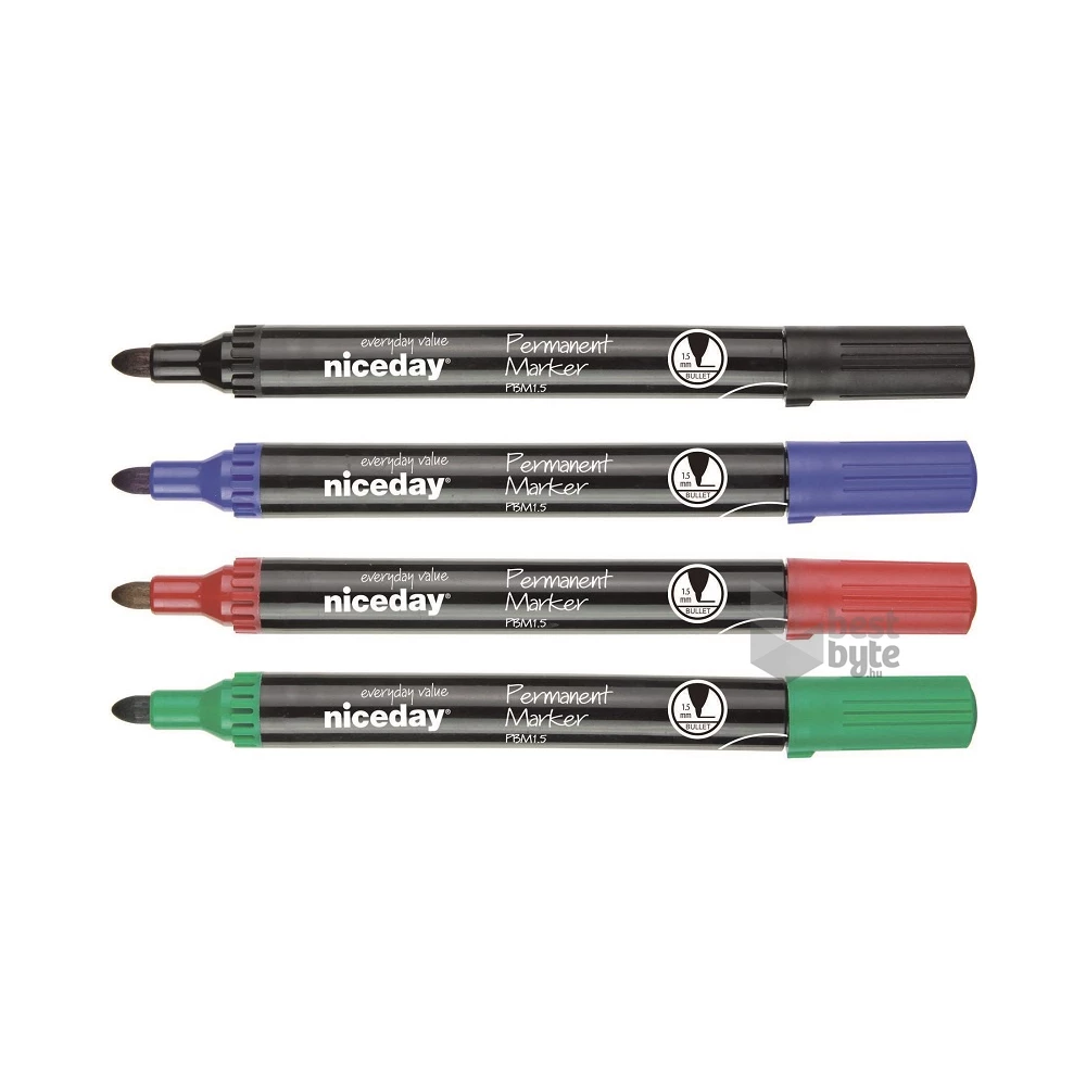 Niceday kerek hegyű 4db-os vegyes színű permanent marker készlet