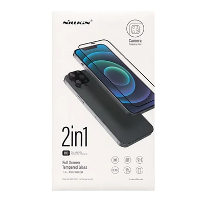 Nillkin GP-103607 iPhone 12 Pro Max 3D 9H fekete üveg kijelzővédő + kameravédő