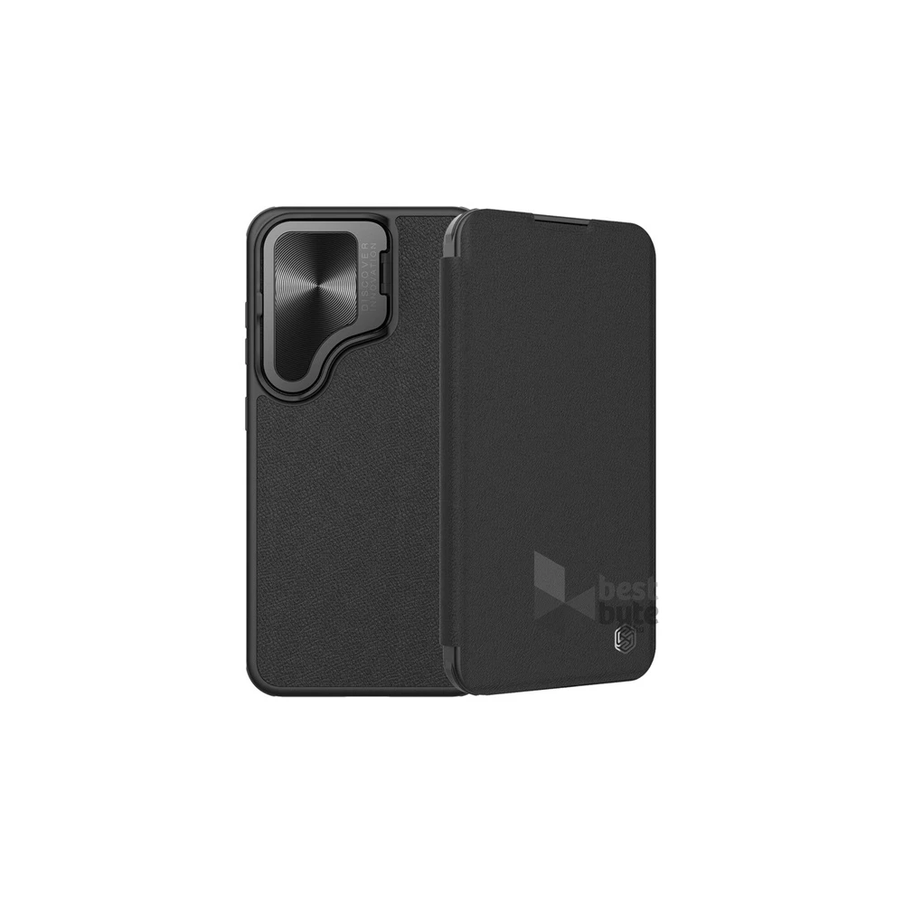 Nillkin GP-163215 Galaxy S24 FE (SM-S721) fekete bőr hatású oldalra nyíló tok