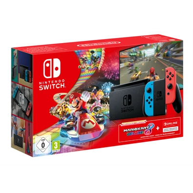 Nintendo Switch Neon Red & Blue Joy-Con + Mario Kart 8 Deluxe + 3 hónap Nintendo Online játékkonzol csomag