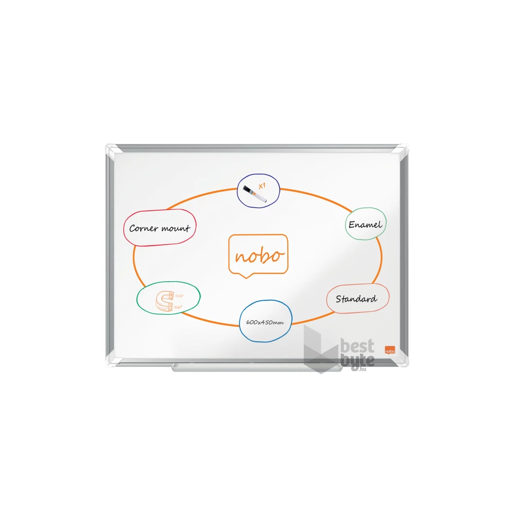 Nobo Premium Plus 60x45cm zománcozott mágneses fehértábla