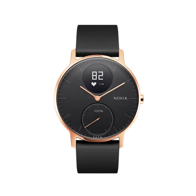 Nokia Steel HR 36 mm rózsaarany-fekete szilikon szíjas aktivitásmérő óra