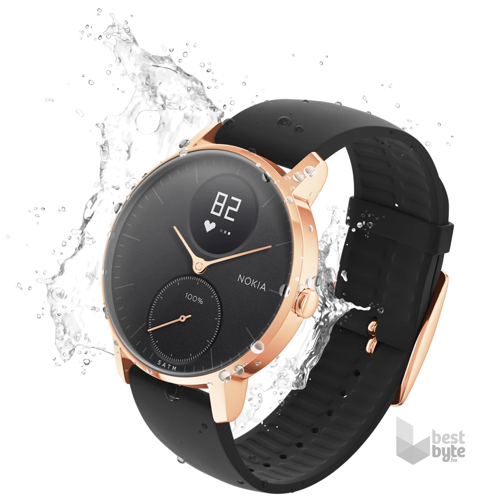 Nokia Steel HR 36 mm rózsaarany-fekete szilikon szíjas aktivitásmérő óra