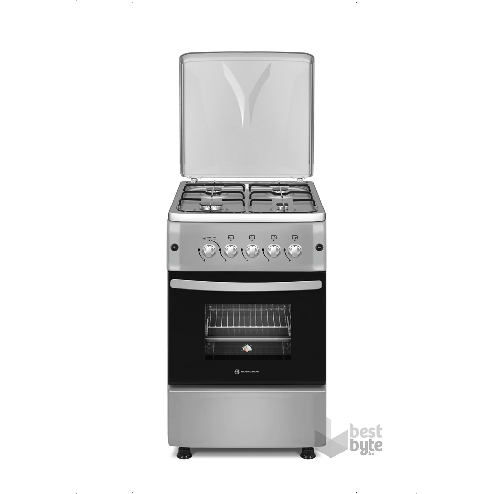 Novacook F5S40G2 INX inox, szabadonálló, gáz, főzőzóna: 4, sütő:54L, tűzhely