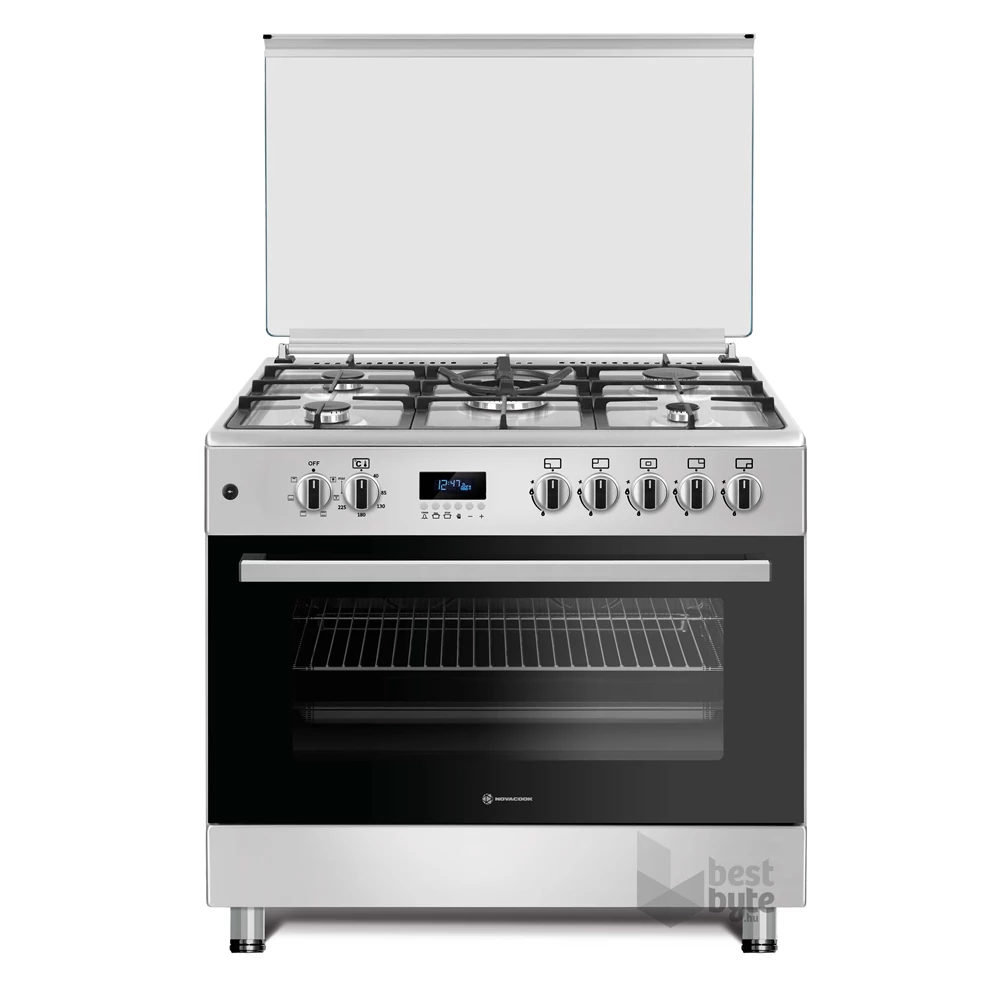 Novacook F9S50E6-HI Exclusive Line 90 inox, szabadonálló, gáz, kombinált, főzőzóna: 5, sütő:98L, tűzhely