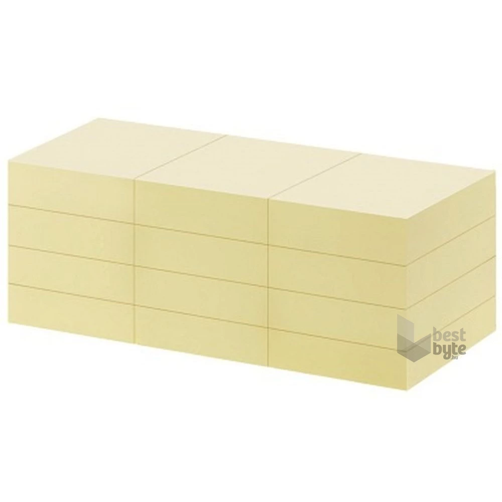 Office Depot 38x50mm újrahasznosított öntapadós 12db sárga jegyzettömb
