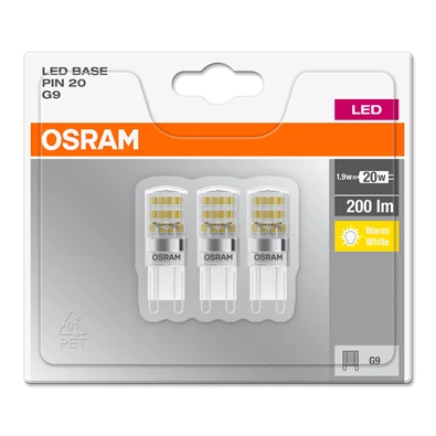 Osram Base műanyag ház/1,9W/200lm/2700K/G9 LED kapszula 3 db
