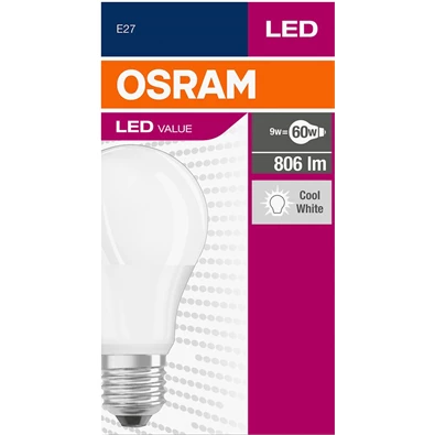 Osram Value opál búra/8,5W/806lm/6500K/E27 LED körte izzó