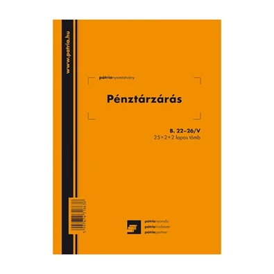 B.22-26/V A5 25x2+2lap álló "Pénztárzárás" nyomtatvány