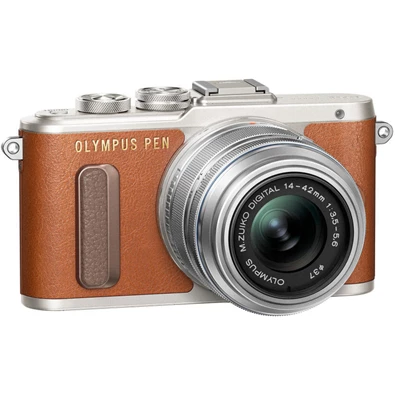Olympus E-PL8 14-42 EZ Pancake Zoom Kit +(Manfrotto Stile Solo II pisztolytáska) barna/ezüst digitális fényképezőgép