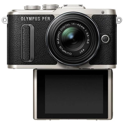Olympus E-PL8 14-42 EZ Pancake Zoom Kit +(Manfrotto Stile Solo II pisztolytáska) fekete digitális fényképezőgép