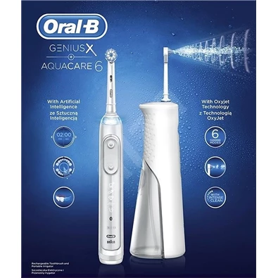 Oral-B AquaCare6 Pro Expert + Genius X/fehér/elektromos szájzuhany