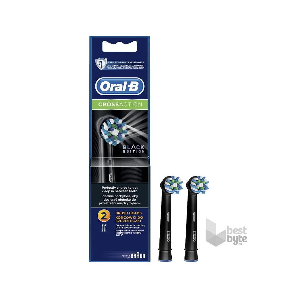 Oral-B CrossAction 2 db-os fekete fogkefefej szett
