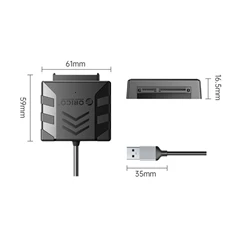 Orico Dokkoló adapter - 3.5" SATA HDD Adapter (2,5"/3,5" HDD/SSD -> USB-A2.0, Max.: 2TB, 30cm, fekete)