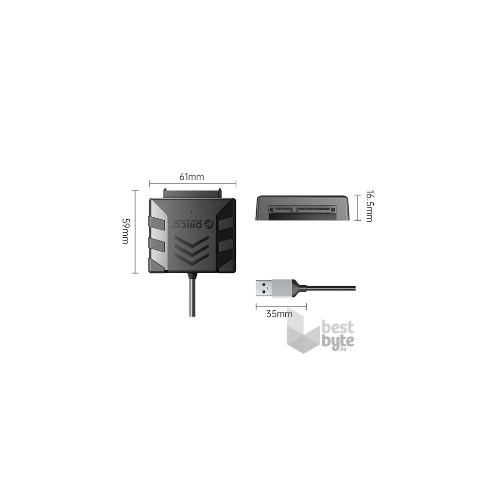 Orico Dokkoló adapter - 3.5" SATA HDD Adapter (2,5"/3,5" HDD/SSD -> USB-A2.0, Max.: 2TB, 30cm, fekete)