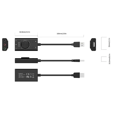 Orico k ls hangk rtya SC2 BK 38 Bemenet USB2.0 Kimenet 2x 3 5mm Jack Hang Mikrofon 1x 3 5 mm Jack 4 Pin
