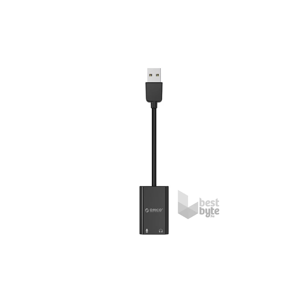 Orico külső hangkártya - SKT2-BK/9/ (Bemenet: USB2.0, Kimenet: 2x 3,5mm Jack: Hang/Mikrofon)