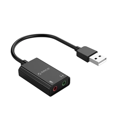 Orico külső hangkártya - SKT2-BK/9/ (Bemenet: USB2.0, Kimenet: 2x 3,5mm Jack: Hang/Mikrofon)