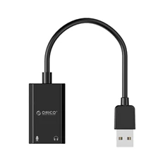 Orico külső hangkártya - SKT2-BK/9/ (Bemenet: USB2.0, Kimenet: 2x 3,5mm Jack: Hang/Mikrofon)