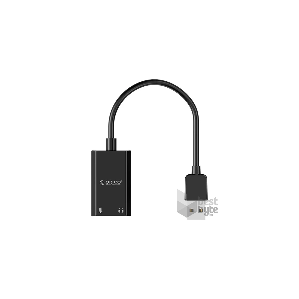 Orico külső hangkártya - SKT2-BK/9/ (Bemenet: USB2.0, Kimenet: 2x 3,5mm Jack: Hang/Mikrofon)