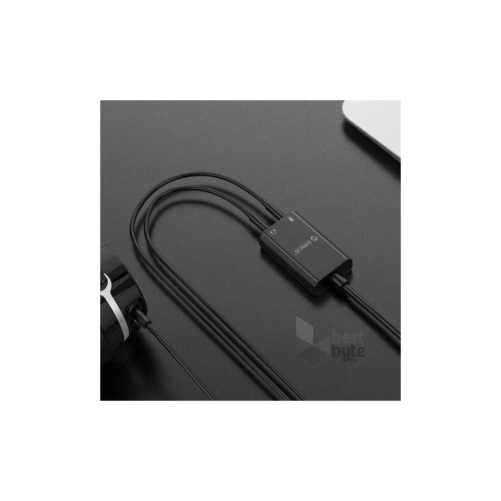 Orico külső hangkártya - SKT2-BK/9/ (Bemenet: USB2.0, Kimenet: 2x 3,5mm Jack: Hang/Mikrofon)