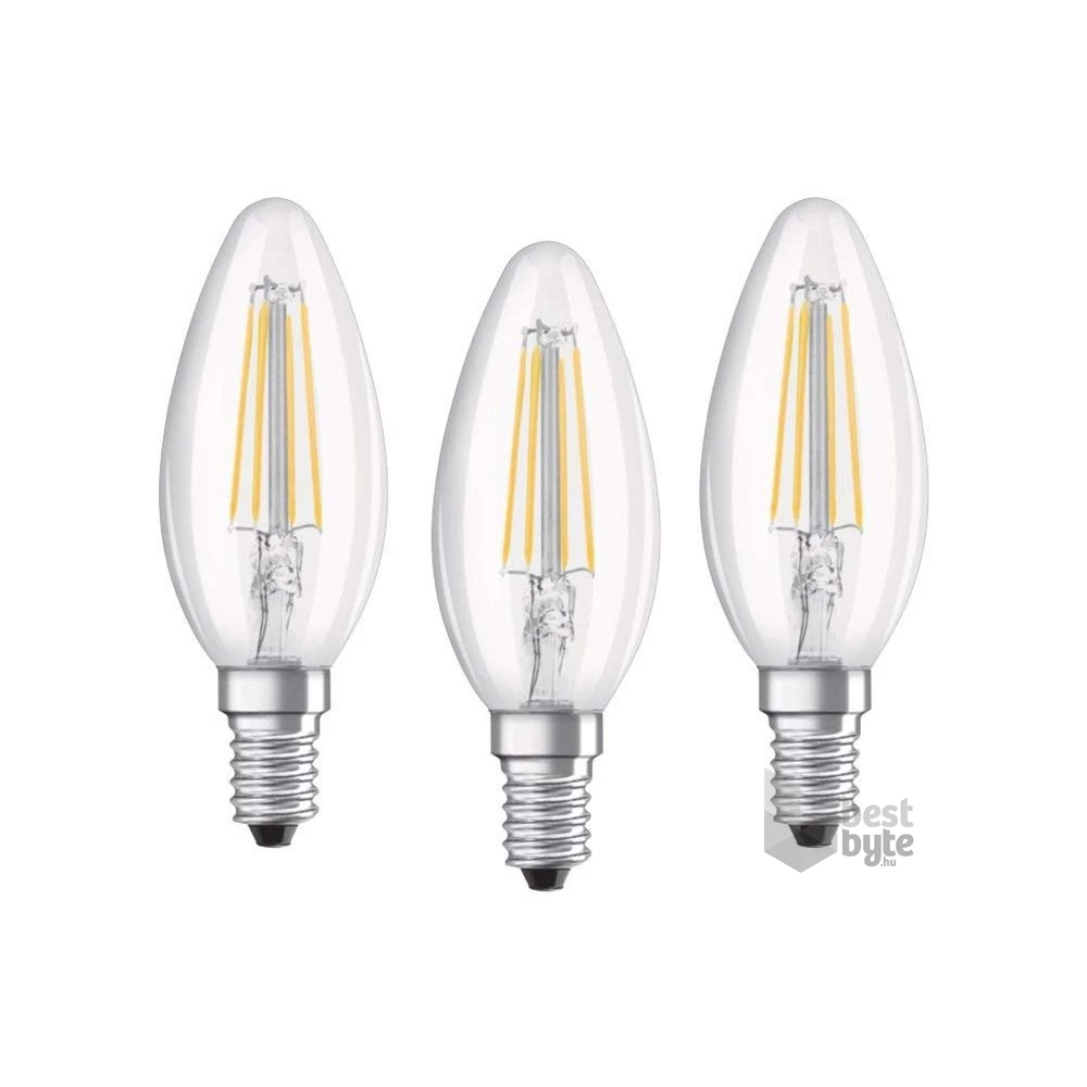Osram Base átlátszó üveg búra/4W/470lm/4000K/E14/dobozos LED gyertya izzó 3 db