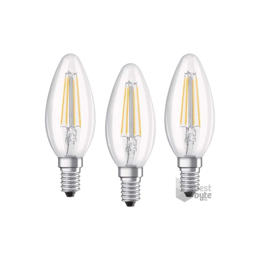 Osram Base átlátszó üveg búra/4W/470lm/2700K/E14/dobozos LED gyertya izzó 3 db