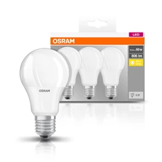 Osram Base matt műanyag búra/8,5W/806lm/2700K/E27/dobozos LED körte izzó 3 db