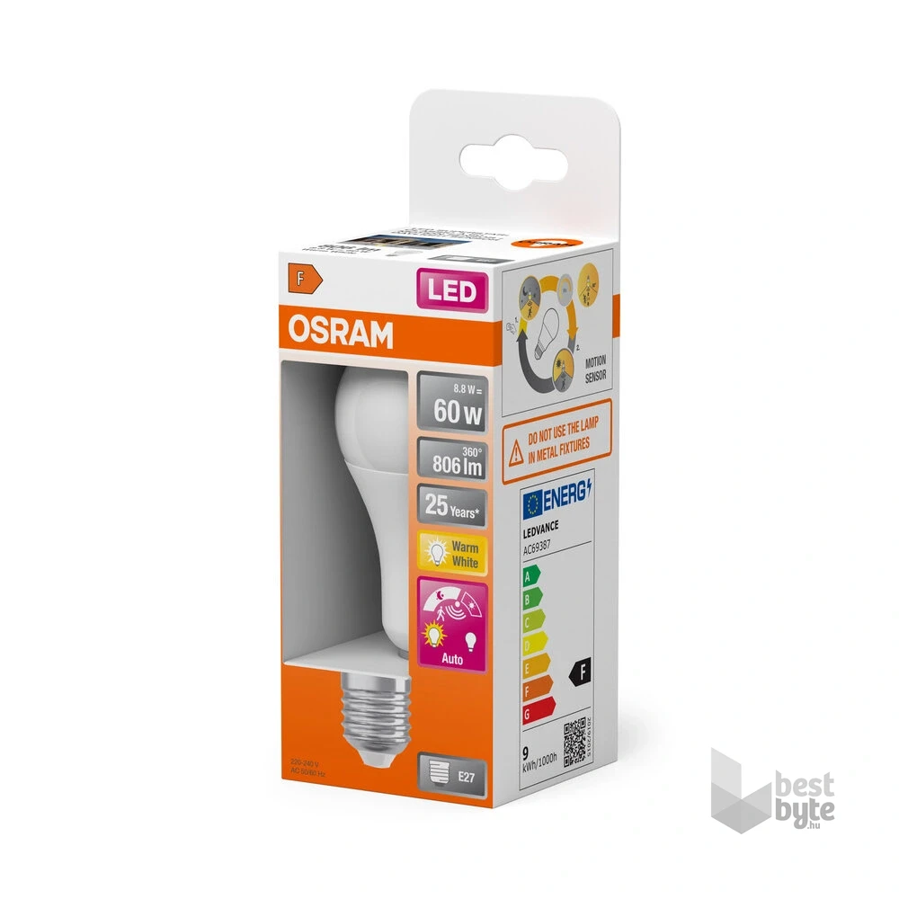 Osram LED STAR E27 8,8W 806LM 2700K matt mozgásérzékelős LED fényforrás