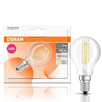Osram Star átlátszó üveg búra/4W/470lm/2700K/E14 LED kisgömb izzó