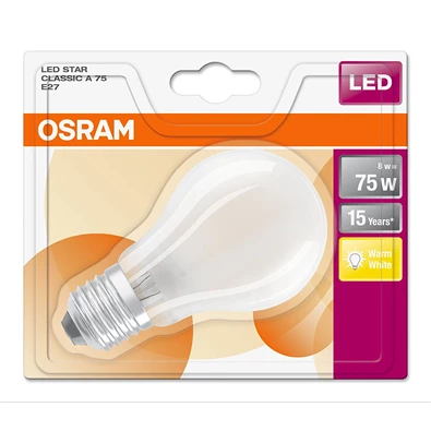 Osram Star opál üveg búra/7,5W/1055lm/2700K/E27 LED körte izzó