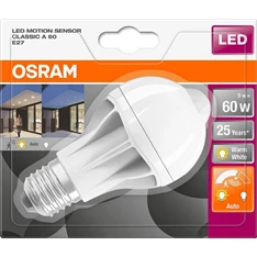 Osram Star+ matt műanyag búra/9W/806lm/2700K/E27/mozgásérzékelős LED körte izzó